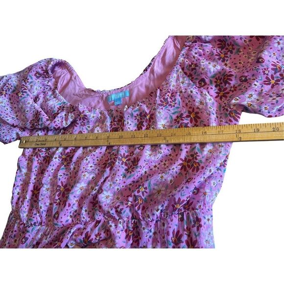 Draper James RSVP Large purple floral tiered maxi off shoulder flowy dress - Picture 7 of 9